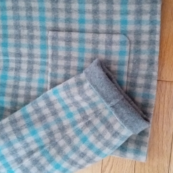 Talbots Double Faced Wool Jacket Gray and Teal Plaid - Picture 2 of 5